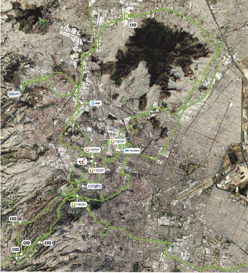 Mapa de la red de fibra de C3ntro en Ciudad de México