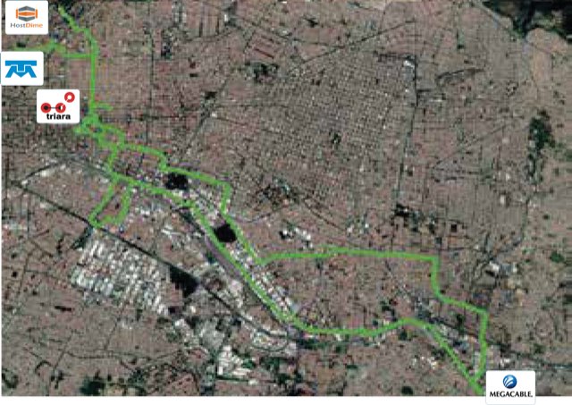 Mapa de la red de fibra de C3ntro en Guadalajara
