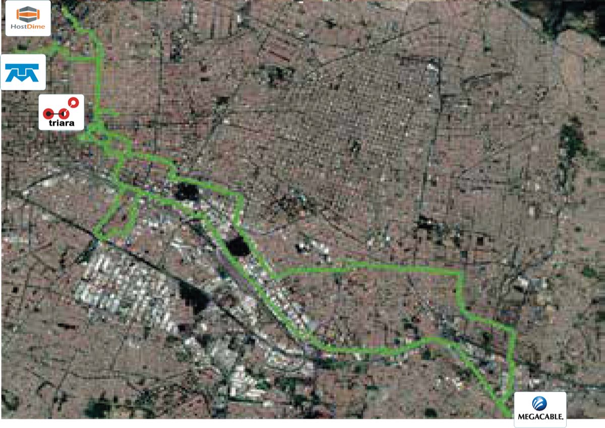 Mapa de la red de fibra óptica de C3ntro en Guadalajara