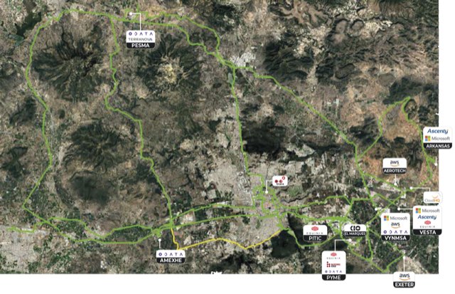 Mapa de la red de fibra de C3ntro en Querétaro