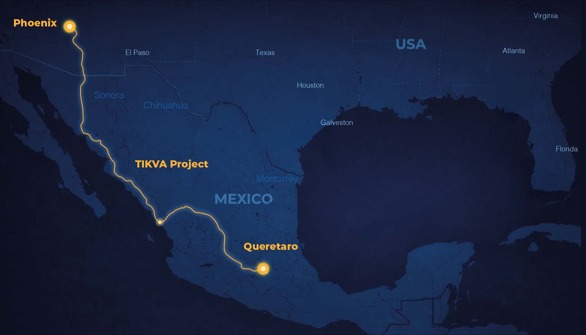 Mapa del proyecto TIKVA Phoenix → Querétaro